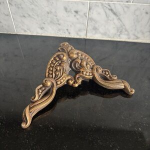 Vintage Ornate Brass Scroll Wall Accent